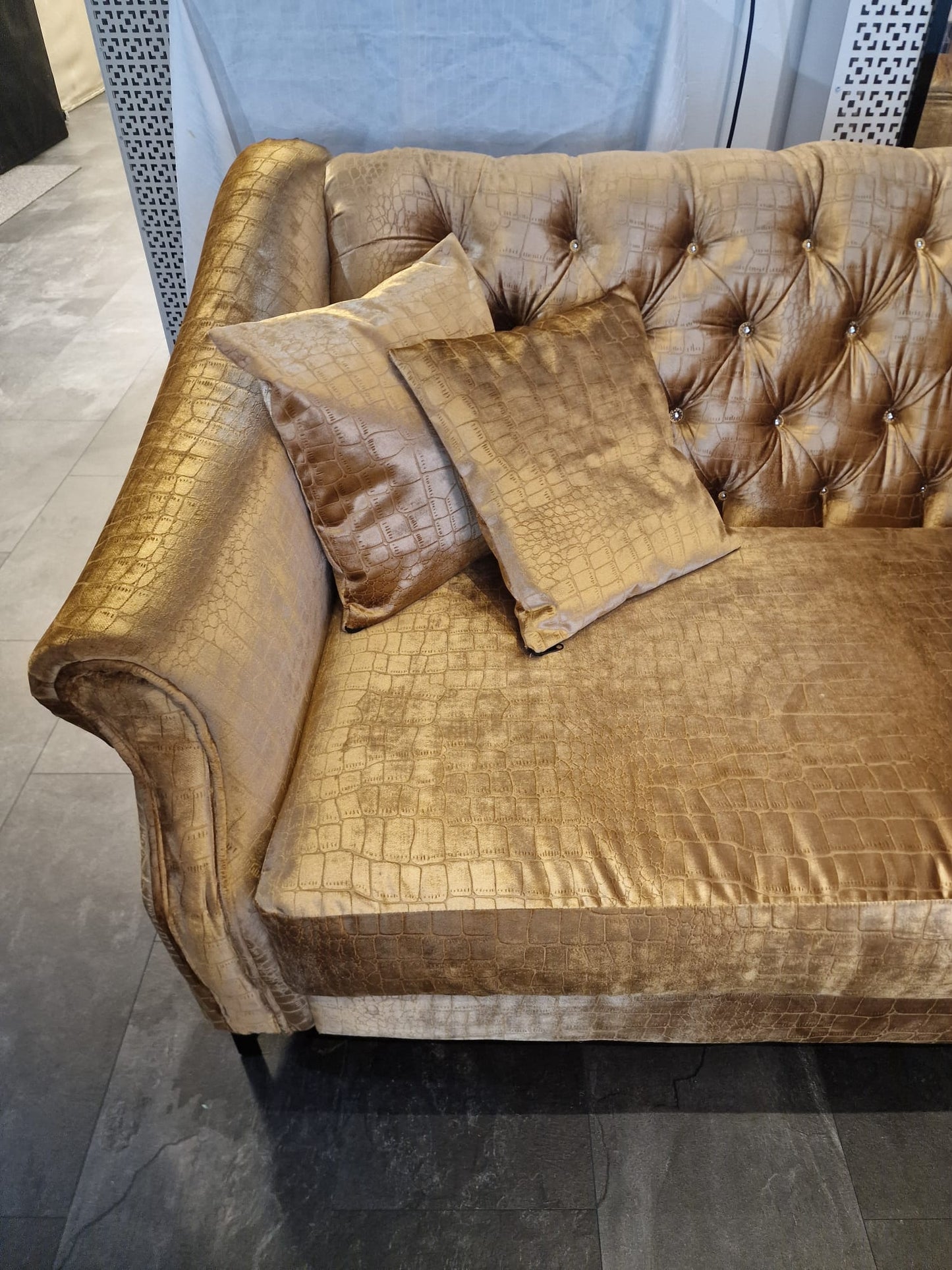 Lounge Living | Hoekbank in Camel met croco print